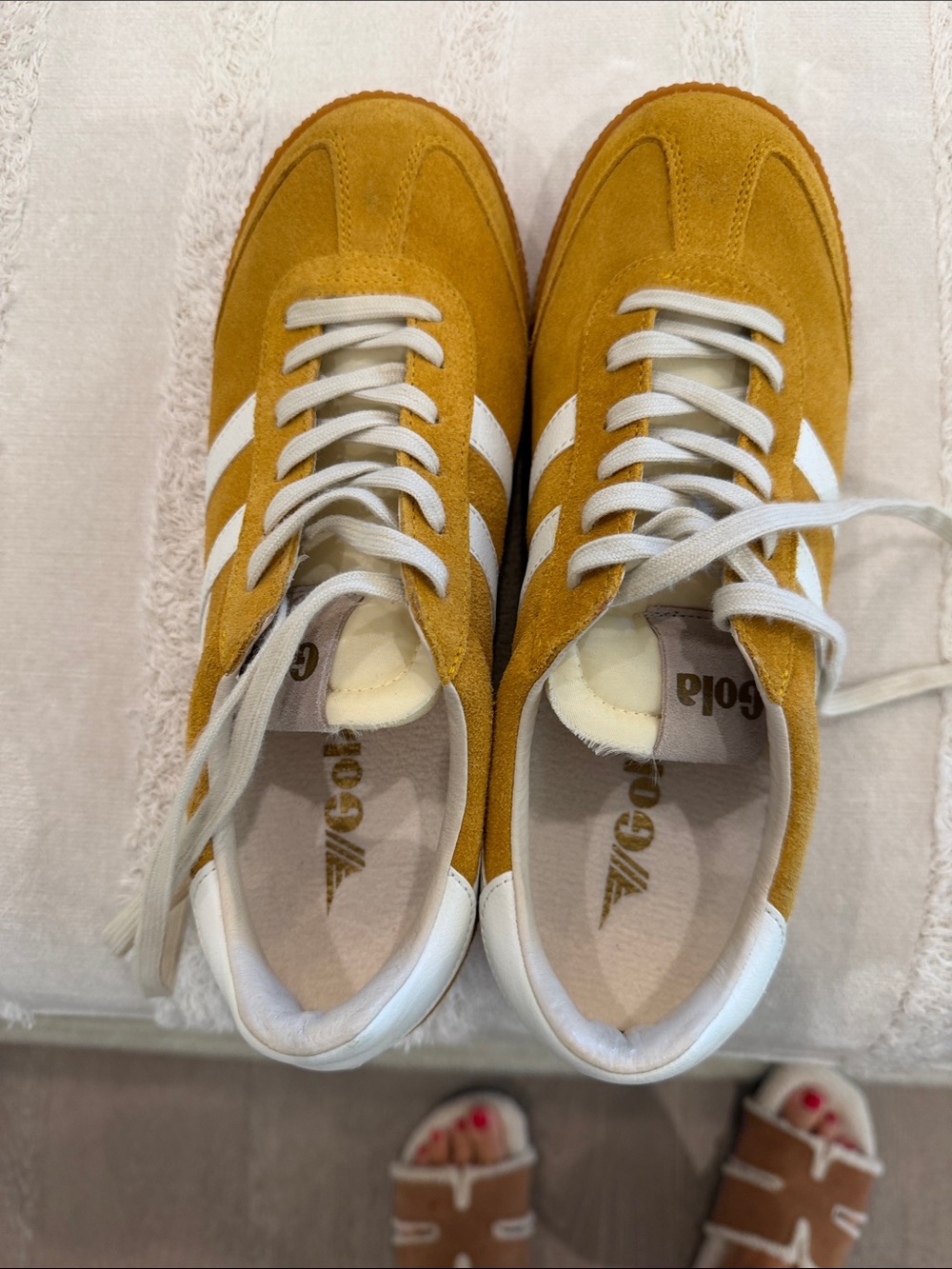 Gola Women's Suede Mustard & White Low-Top Sneaker